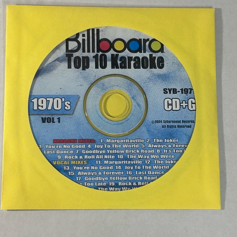Billboard Top 10 Karaoke 1970's Vol 1 CD+G Disc Tested SYB-1971